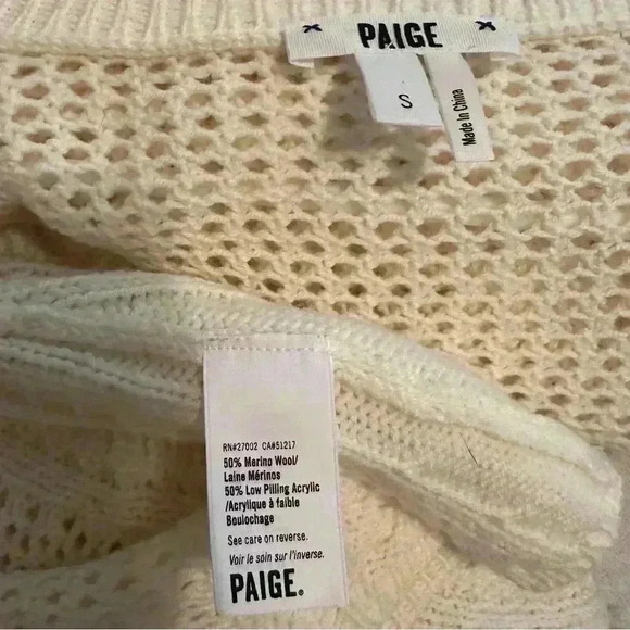 PAIGE Amory Open-Knit Crewneck Sweater Ivory from Neiman Marcus Sz Small - Picture 3 of 5